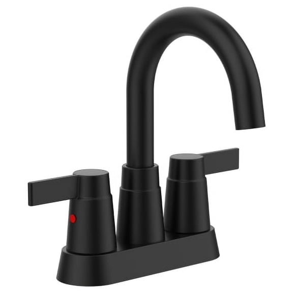 Matte Black Bathroom Faucet 2-Handle Bathroom Sink Faucet 360 Degree High Arc Swivel Spout Centerset 4 Inch Vanity Faucet Bathroom Faucet 3 Holes Lavatory Faucet