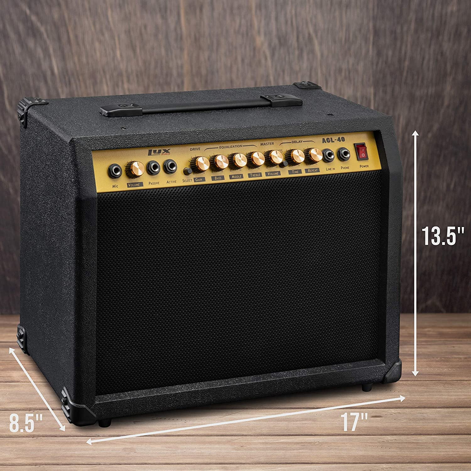 LyxPro Electric Guitar Amp - 40 Watt Guitar Amplifier with Aux, Headphone Jack & More, Black