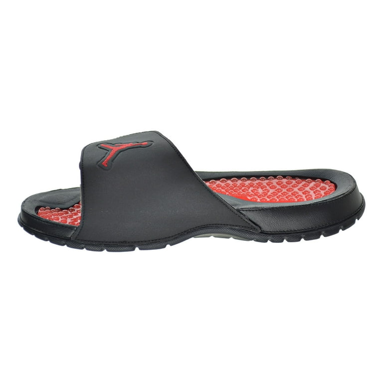 NIKE★JORDAN HYDRO V SLIDE★BLACK/FIRE RED-SILVER Jordan Hydro V Retro Men's Slide Sandals, Black/Fire Red