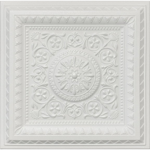 20x20 Styrofoam Ceiling Tiles Glue-Up Decorative Panels for Easy DIY Install, Home & Basement Renovation. R49 Milan, Plain White, Lot/8