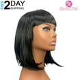 thumbnail image 5 of SUCS Women Short Straight Black Wig with Bangs, 12 Inches, 5 of 5