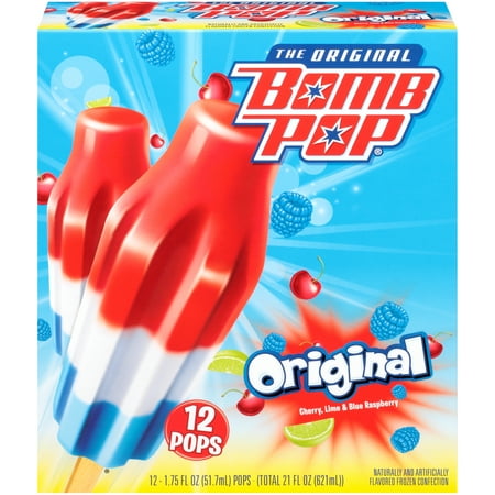Bomb Pop Original (Cherry, Lime, Blue Raspberry) Bars - 1.75 fl oz /12pk