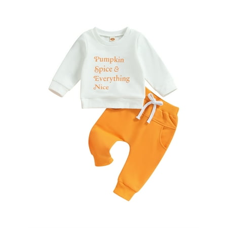 

Canis Trendy Baby Boy Halloween Clothes including Letter Print Sweatshirt and Elastic Pants