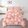 thumbnail image 1 of Ensemble de Douillette Simple Cartoon Rabbit Rose Animaux Ensemble de Literie Mignon, Douillette à Thème Rabbit Kawaii pour Enfants Garçons Filles Literie Imprimée Carotte Ensembles de Douillette, 1 of 7