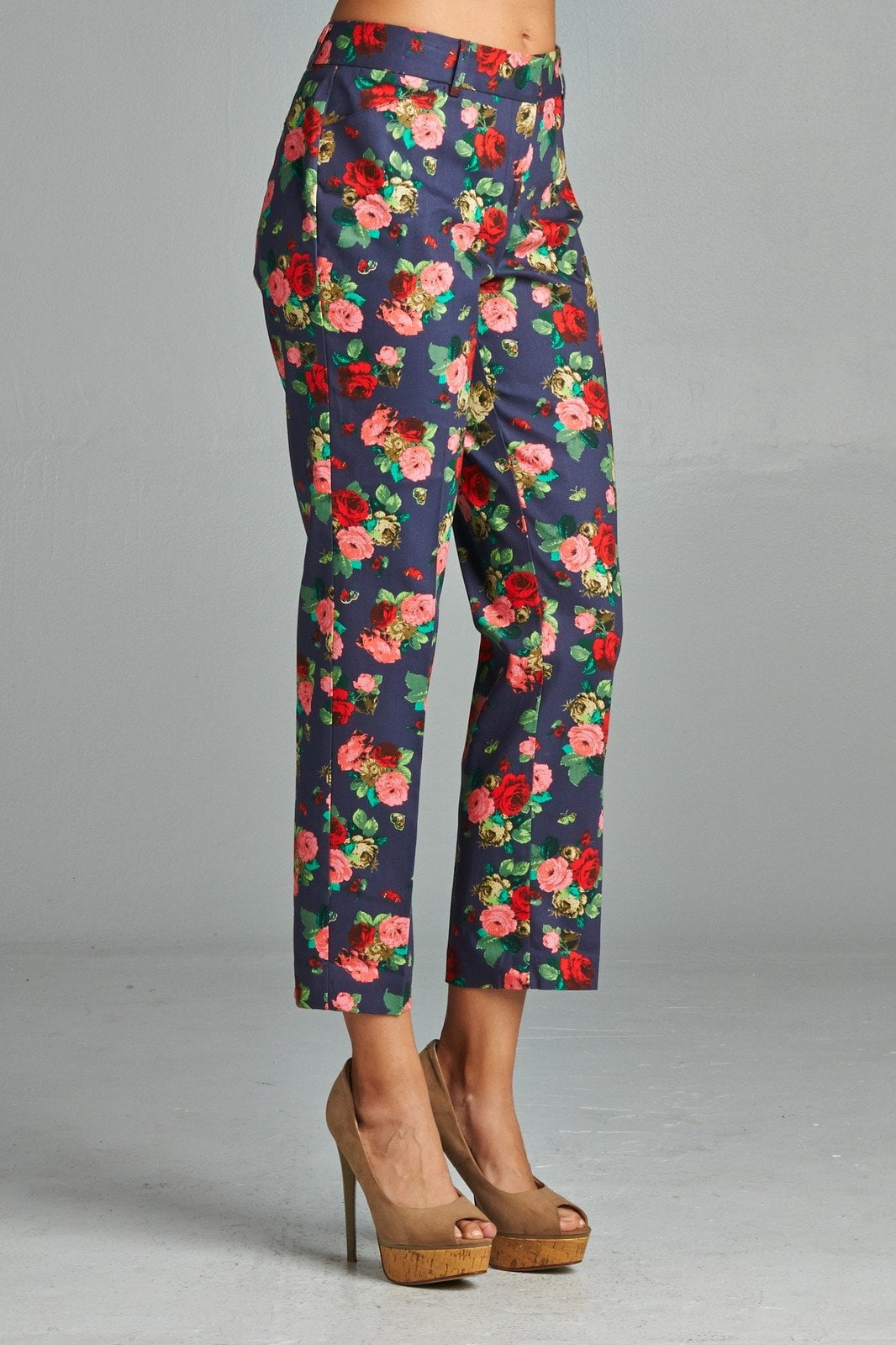 Ankle Slim Leg Pant - Pink Navy 