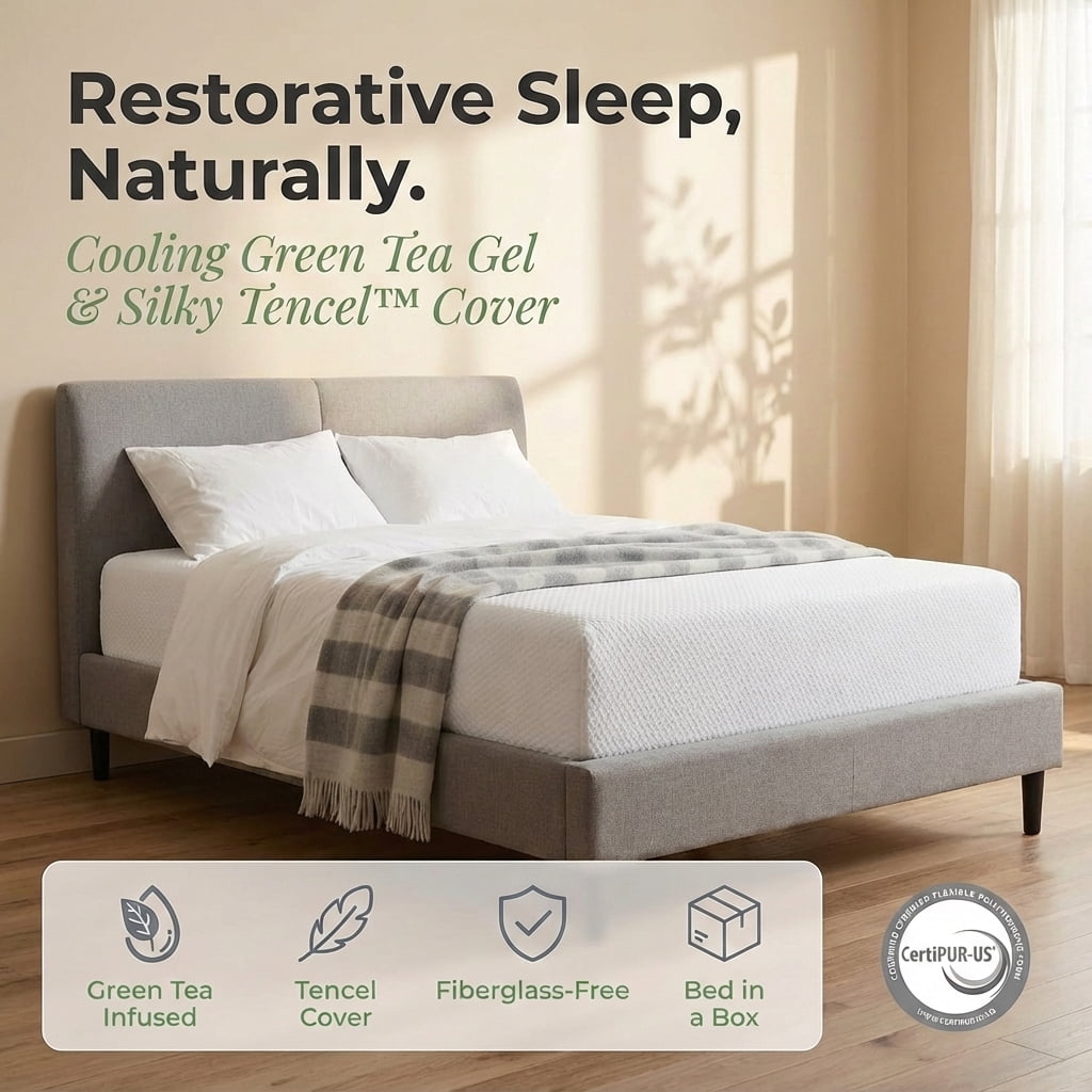 8 Inch Extra Firm/Medium Firm Memory Foam Mattress Full Size with Tencel Cover, Infused with Green Tea Gel, CertiPUR-US Certified, Fiberglass-Free