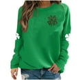 thumbnail image 1 of Besolor Chandails pour Femmes de la Saint-Patrick Col Rond Trèfle Manches Longues Hauts Décontractés Amples T-Shirts Graphiques, 1 of 3