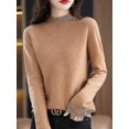 thumbnail image 1 of Suéter de cachemira 100 % lana para mujer, suéter de punto, jersey de cuello alto de manga larga, ropa de otoño e invierno, jersey cálido, 1 of 5