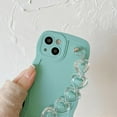 for iPhone Case,Cute Curly Wave Frame with with Heart Beaded Lanyard