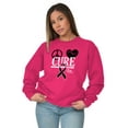 thumbnail image 3 of Peace Love Cure Breast Cancer Aware Women Crewneck Sweatshirt Brisco Brands L, 3 of 6