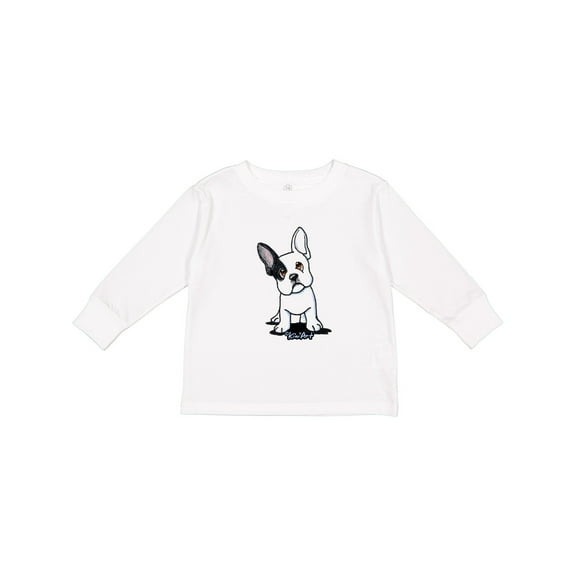 Inktastic B/w Frenchie (darks) Boys or Girls Long Sleeve Toddler T-Shirt