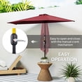 thumbnail image 4 of Outsunny Parasol Demi-Rond de 9 Pi, Parasol de Balcon Extérieur, Rouge Vin, 4 of 10