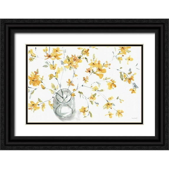 Audit, Lisa 32x23 Black Ornate Wood Framed with Double Matting Museum Art Print Titled - Happy Yellow 02A