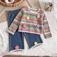 thumbnail image 2 of mgoYE Toddler Girl Clothes Fall Winter Outfits 6 9 12 18 Months 2T 3T Floral Sweatshirt and Jean Pants Set 2 Piece, 2 of 8