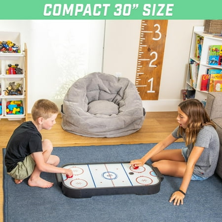 GoSports 30 Inch Table Top Air Hockey Game for Kids - Portable, Battery Operated Game Table - Black