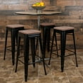thumbnail image 2 of Flash Furniture Cierra 30" High Metal Indoor Bar Stool with Wood Seat in Black - Stackable Set of 4, 2 of 13
