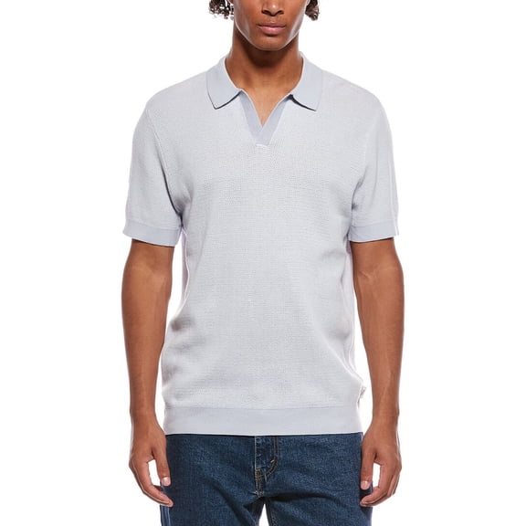 Onia mens Textured Johnny Collar Polo Shirt, s, White