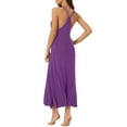 thumbnail image 3 of Vestido de pijama para mujer Inspire Chic con tirantes de espagueti, escote redondo, espalda cruzada, camisón largo XL en púrpura oscuro, 3 of 6