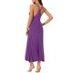 thumbnail image 3 of Vestido de pijama para mujer Inspire Chic con tirantes de espagueti, escote redondo, espalda cruzada, camisón largo XL en púrpura oscuro, 3 of 6