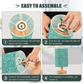 thumbnail image 4 of Green Shiny Teal Bedside Table Lamp LED Warm Lights with USB Charging Port Retro Cylinder Desk Lamps, 4 of 7