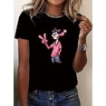 thumbnail image 3 of Casual Cartoon Graphic T-Shirt for Women - Crew Neck Tee with Pink Panther Print - Sporty Top for All Seasons - For Women - Suitable for Casual Wear, Sports & Loungewear - Perfect Gift for Ladies, 3 of 7