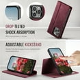 thumbnail image 6 of CaseMe Wallet Case for iPhone 14 Pro Max Compatible with Magsafe, 2-in-1 PU Leather【RFID Blocking】Flip Card Holder Stand Shockproof Magnetic Detachable Cover for iPhone 14 Pro Max 6.7",Wine Red, 6 of 10
