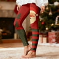 thumbnail image 4 of Fiaer Christmas Women's Leggings Santa High Waisted Xmas Tight Trousers Plus Size Stretch Tummy Control Yoga Pants Red1 L, 4 of 5