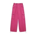 thumbnail image 2 of HAOTAGS Teen Girls Cargo Pants with Multi Pockets, Casual Sport Joggers Hot Pink 9-10Years, 2 of 3