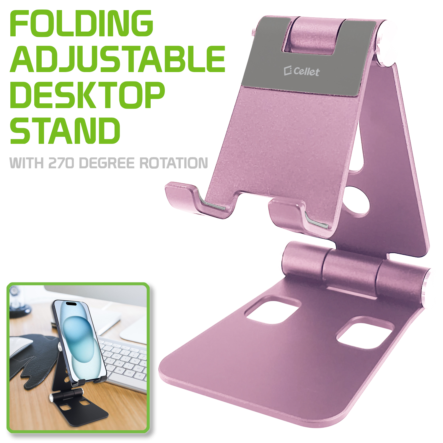 Cellet Adjustable Aluminum Phone Stand in Rose Gold