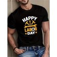 thumbnail image 1 of Men'S Happy Labor 100% Cotton T-Shirt - Casual Crew Neck, Short Sleeve with Tools Graphic Design, Comfortable Fabric, Ideal for Celebration, Machine Washable, 1 of 6