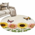 thumbnail image 2 of Area Rug 36in, Pastoral Sunflower Butterfly Floor Carpet Living Room Rug, Vintage Plant Non-Slip Welcome Mat Indoor Rugs for Bedroom Dining Room, 2 of 9