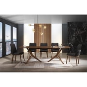 Limari Home Utah Rectangular Bevelled-Edge Solid Wood Dining Table in Brown