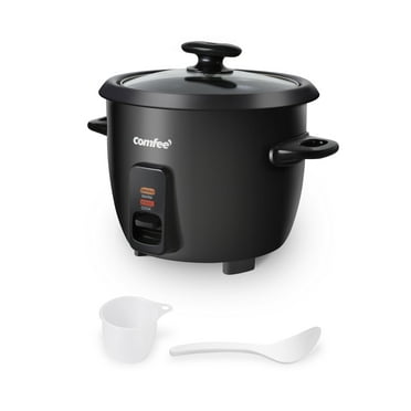 COMFEE' Rice Cooker, 6-Cup Cooked, Removable Non-Stick Bowl, for Soups, Stews, Grains & Oatmeal, One Touch, Black