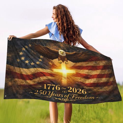 USA 250th Anniversary Flag Double-Sided 6x4 Ft American Independence 1776–2026 Celebration Flag 250 Years Birthday Patriotic Banner for Indoor Outdoor Decor