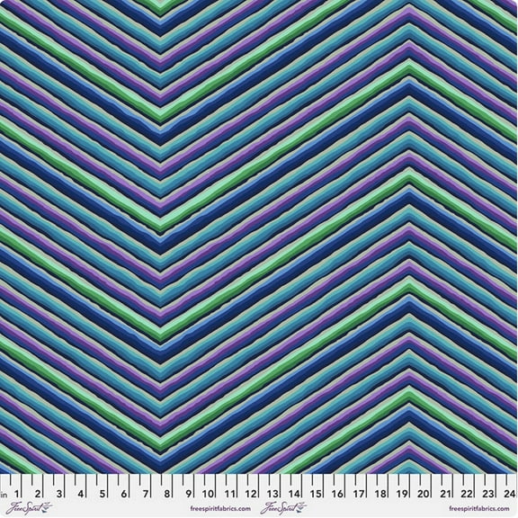 Free Spirit Kaffe Fassett Chevron Stripe Blue Cotton Fabric By The Yard