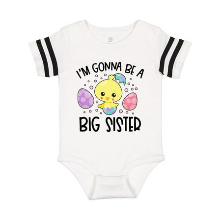 

Inktastic Easter I m Gonna Be a Big Sister with Purple and Pink Eggs Gift Baby Girl Bodysuit