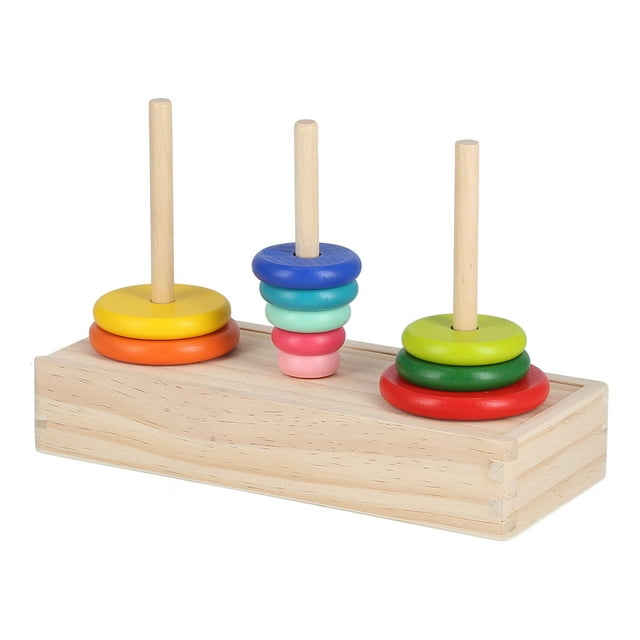 Wooden Tower of Hanoi Puzzle Toy for Kids 5 and Above Logic , Blocks Toy Brain Development 10 Rings with Storage Box Wooden Brain Teaser Toys Gift Puzzle Game