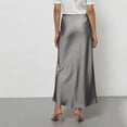 thumbnail image 4 of WULMLEO Womens Satin High Waist Elastic Maxi Skirt Silk Elegant Dressy Bodycon A-Line Long Skirts Cocktail Party Outfits Light Gray L, 4 of 4