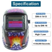 iMeshbean Pro Solar Auto Darkening Welding Helmet, Arc Tig Mig Mask Grinding Hood w/2 Lens & Bag