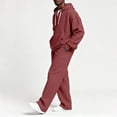 thumbnail image 2 of Migroa Hoodies for Men Tracksuit Set - Matchingquarter Zip Pullover Sportswear & Joggers Sweatpants, Versatile Athletic Casual Wear in Solid Colors , Wine 3Xl, 2 of 8