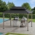 thumbnail image 1 of Sunjoy 8ft. x 12 ft. Churchill Cedar Framed Grill Gazebo with DC Solar Power black, 1 of 10
