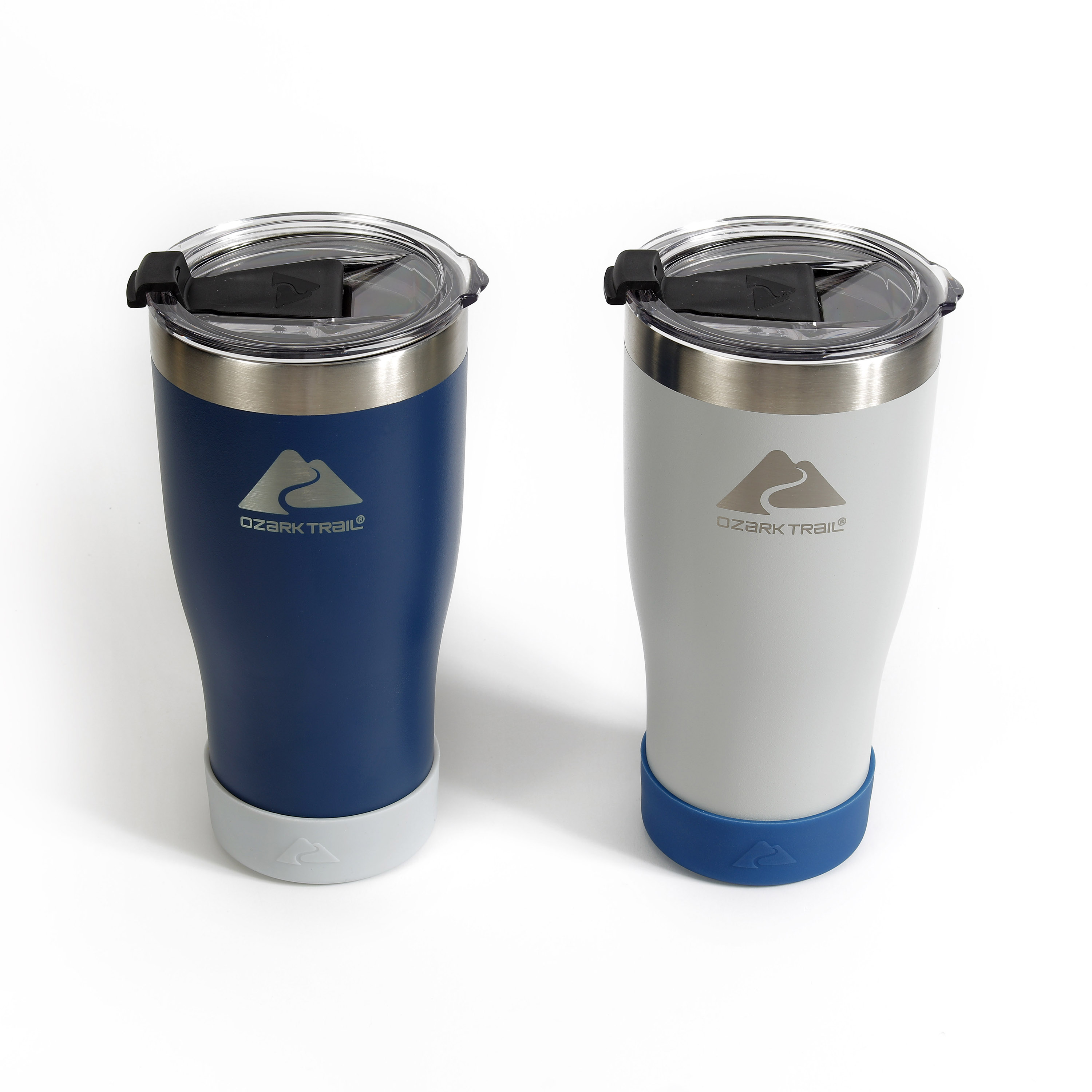 Ozark Trail 2 Pack Stainless Steel Vacuum Tumblers, 20oz, Navy and Silver - image 4 of 5