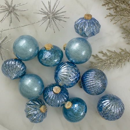 12ct Teal Blue 3Finish Christmas Ornaments 3.75" (95mm)  Walmart Canada