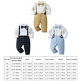 thumbnail image 3 of IBTOM CASTLE Toddler Kids Baby Boys Formal Suit Gentleman White Shirt with Bowtie + Suspender Shorts Pants Overalls Clothes 12-18 Months Khaki, 3 of 8