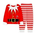 thumbnail image 2 of CUZIBR Kids Fall Outfits Christmas Snowsuit Cozy Warm Cartoon Print Crewneck Pullover Top Elastic Waist Pants Home Casual Wear Two Piece Set Sweatsuit Clothing Sets,Watermelon Red,5-6 Years, 2 of 3
