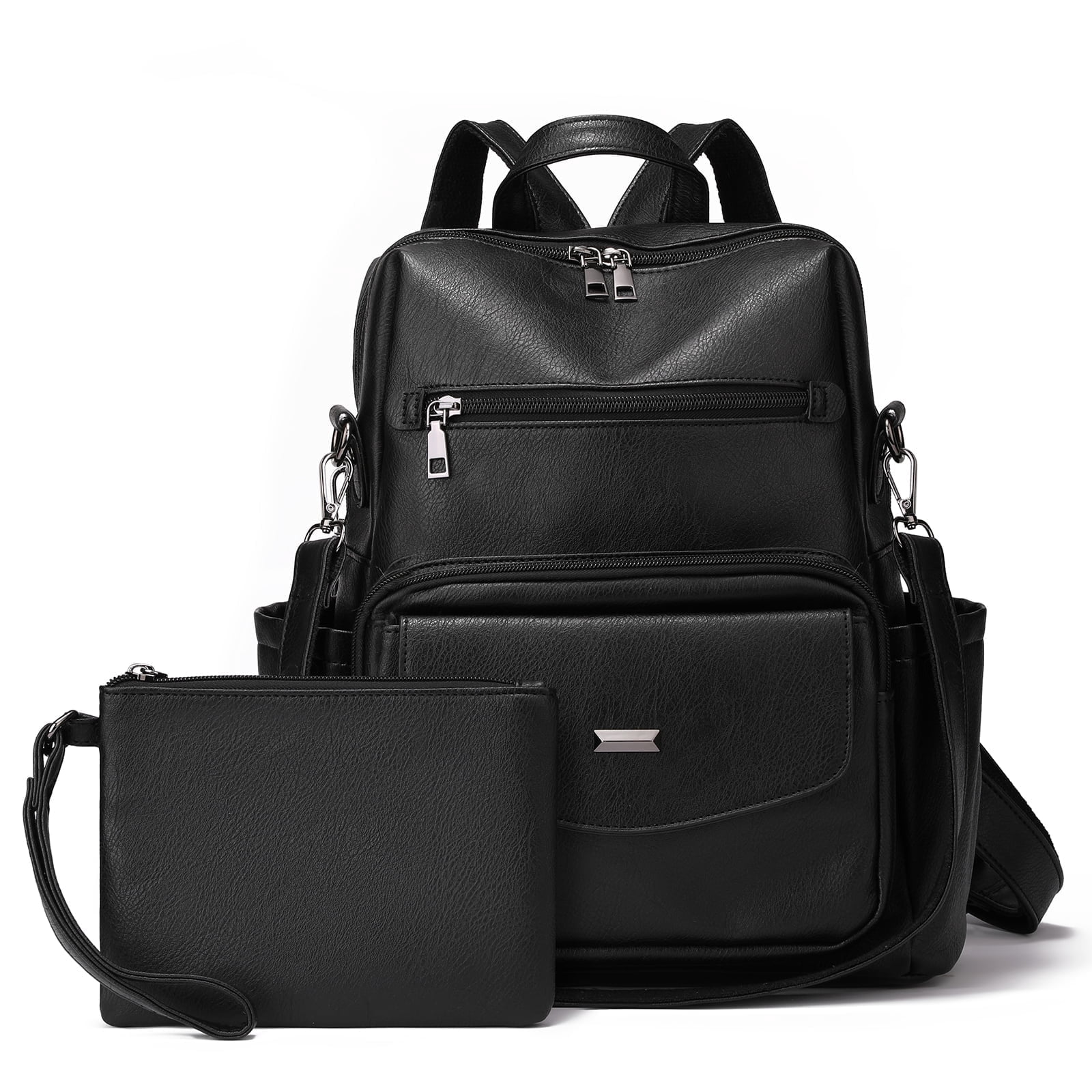 GOIACII Women's Leather Backpack Purse 2-Piece Set