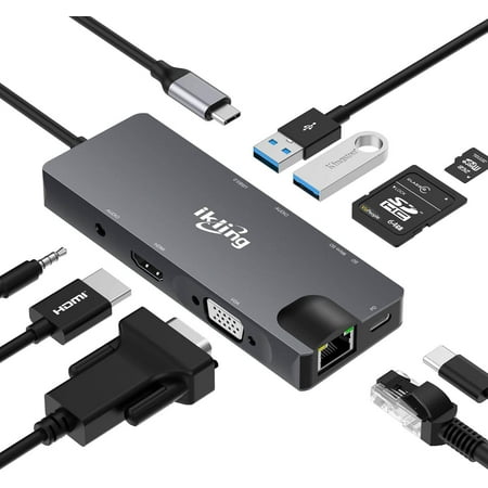 USB C Hub, USB C Adapter, USB C Dock Compatible Apple MacBook Pro and Type C Device