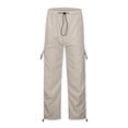 thumbnail image 4 of UDAUDU Womens Cargo Pants 2026 High Waist Baggy Casual Travel Parachute Trousers Loose Fit Y2K Streetwear with Multi Pockets Beige L, 4 of 5