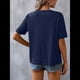 thumbnail image 5 of Camisas Mexicanas para Mujer, Blusa Tradicional de Verano Bordada, Túnica Floral, Cuello en V, Camiseta de Corta. Azul Marino M, 5 of 8