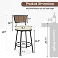thumbnail image 3 of 2-Piece Swivel Metal Outdoor Bar Stool Set with Rattan Backrest and Beige Cushions, 3 of 9